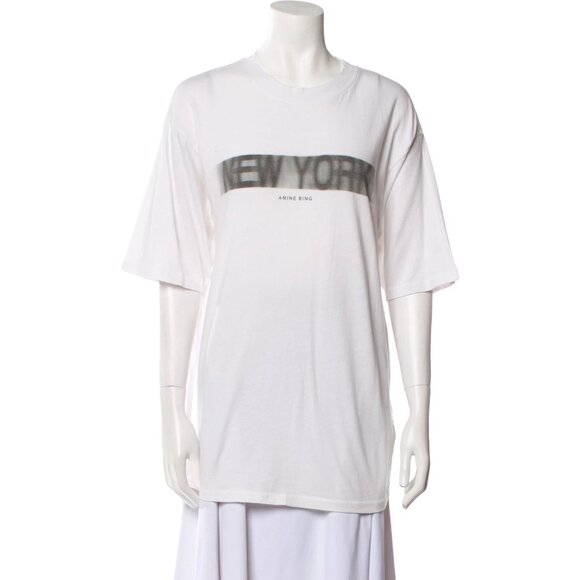 Anine Bing Cason Oversized T-Shirt New York Blur White Tee size Small - Picture 1 of 7